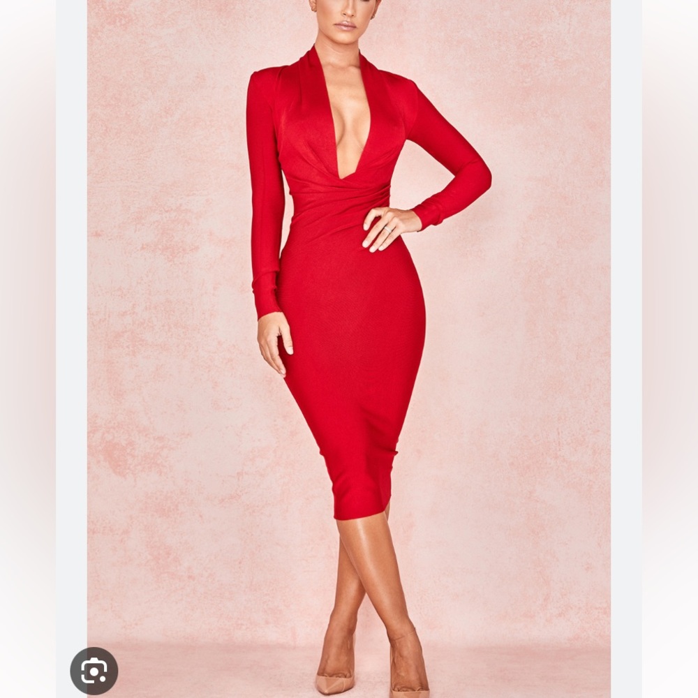 House of CB red Francesca bandage dress sold out and will not be restocking